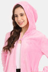 Rosaline Minky Plush Fleece Knit Poly Hooded Cardigan - Candy Pink — thumbnail 5